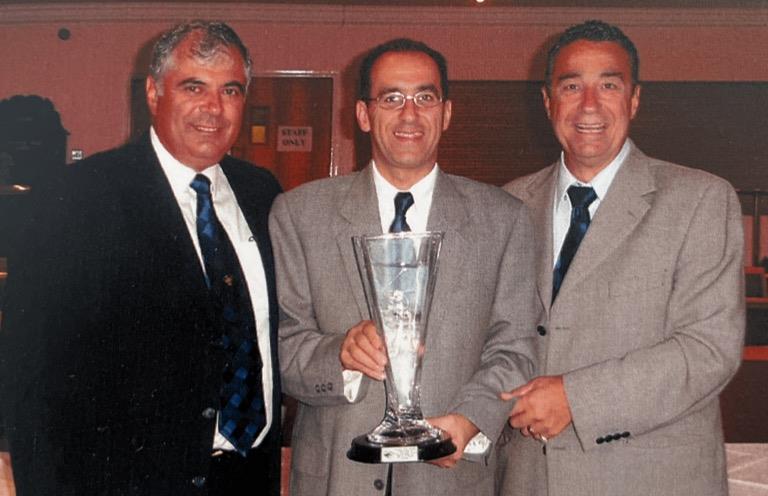 Committee & Past Captains - The Captain with Winner Vange Evangelou & The President